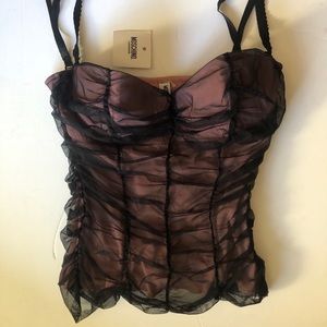 Moschino Lingerie mesh navy/pink corset top